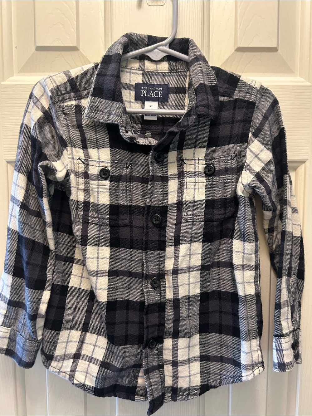 The Children's Place Black & White Plaid Button-Down Shirt